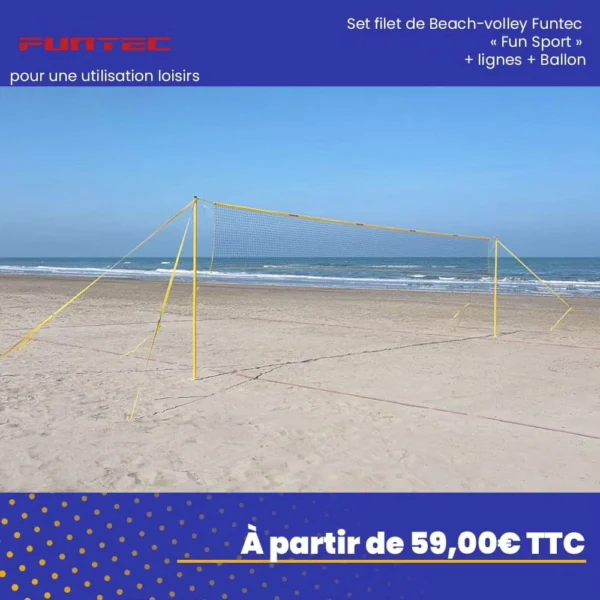 Location Set filet de Beach-volley Funtec "Fun Sport" + Ballon