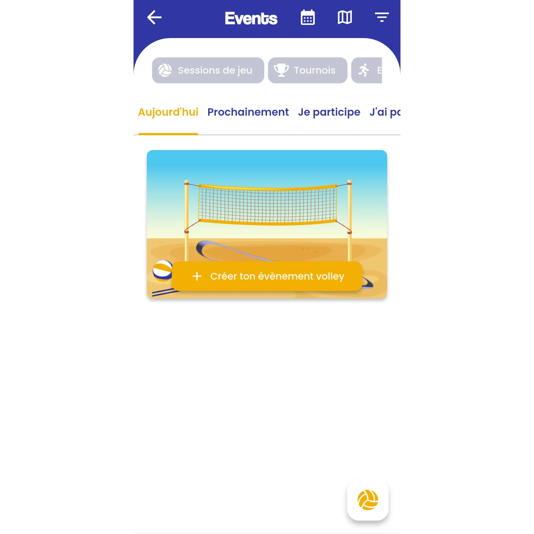 Les Events du jour Master Spot Volley - app