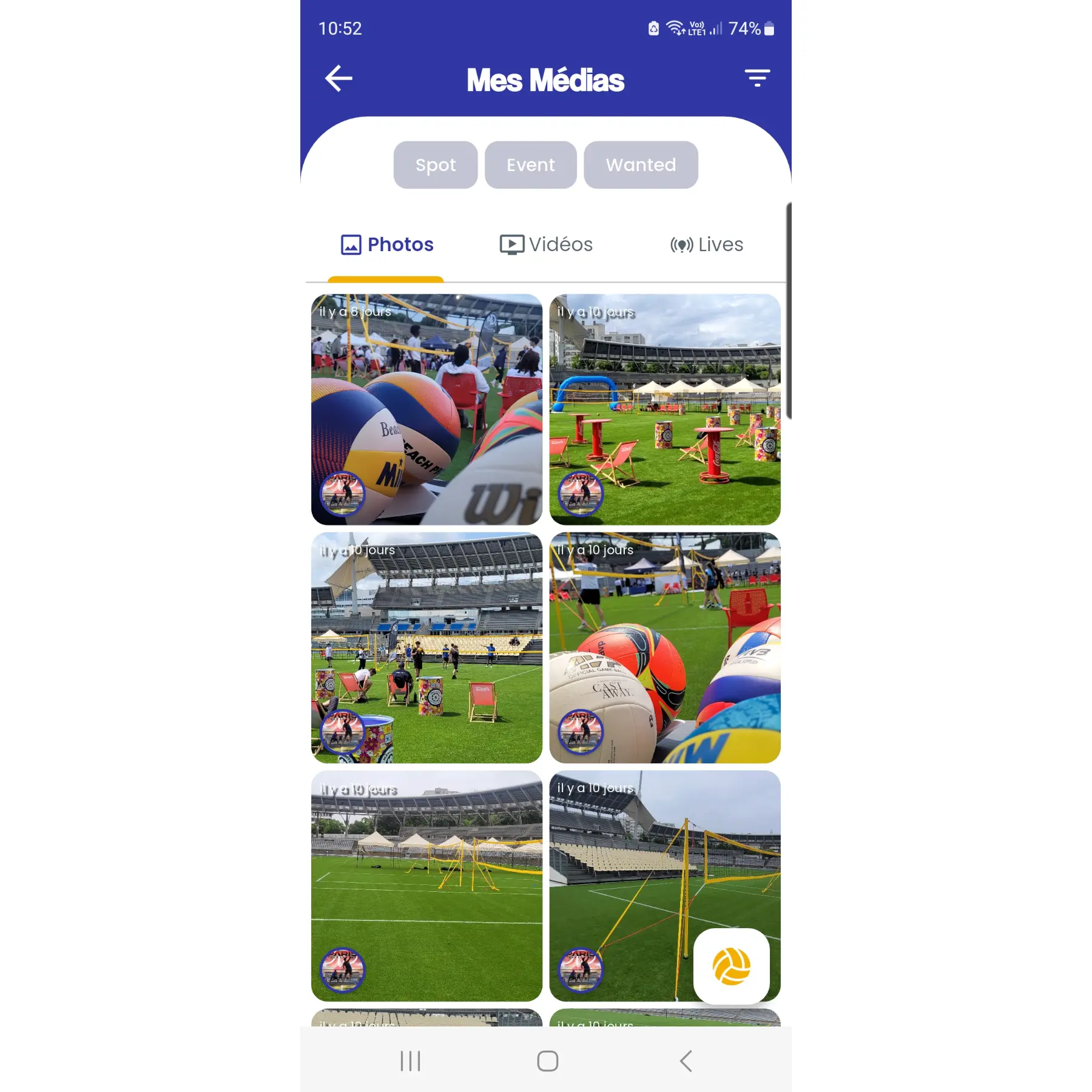 App mobile : Vue de vos médias photos et vidéos
